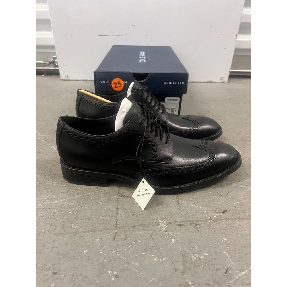 Cole Haan Modern‎ Essentials C34262 Oxford Mens US 8M Black Wingtip Dress Shoes